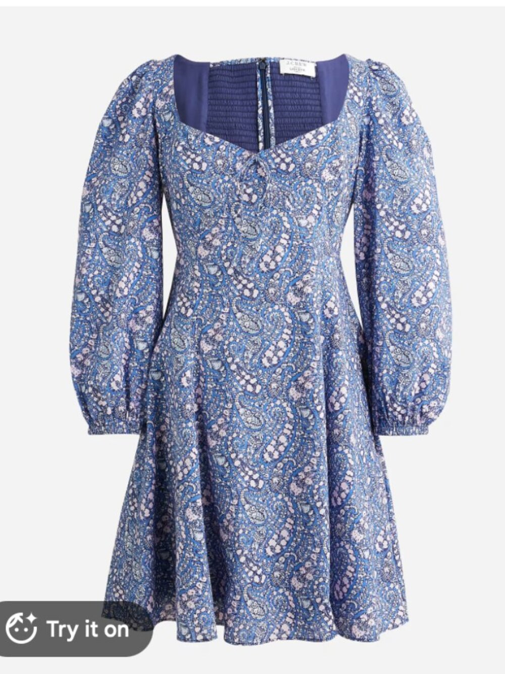 J. Crew Liberty of London Sweetheart Long-sleeve Mini Dress Paisley 4